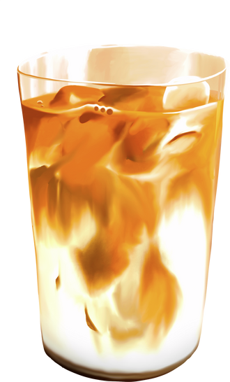 Iced Thai Milk Tea Watercolor Illustration